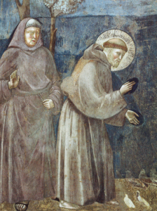 Der hl. Franziskus von Assisi predigt den Vögeln. Ausschnitt aus einem Fresko von Giotto