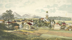 Haslach mit der alten Pfarrkirche (hier eine farbige Kunstpostkarte um 1900) wurde 1978 der Stadt eingemeindet. © Stadtarchiv Traunstein